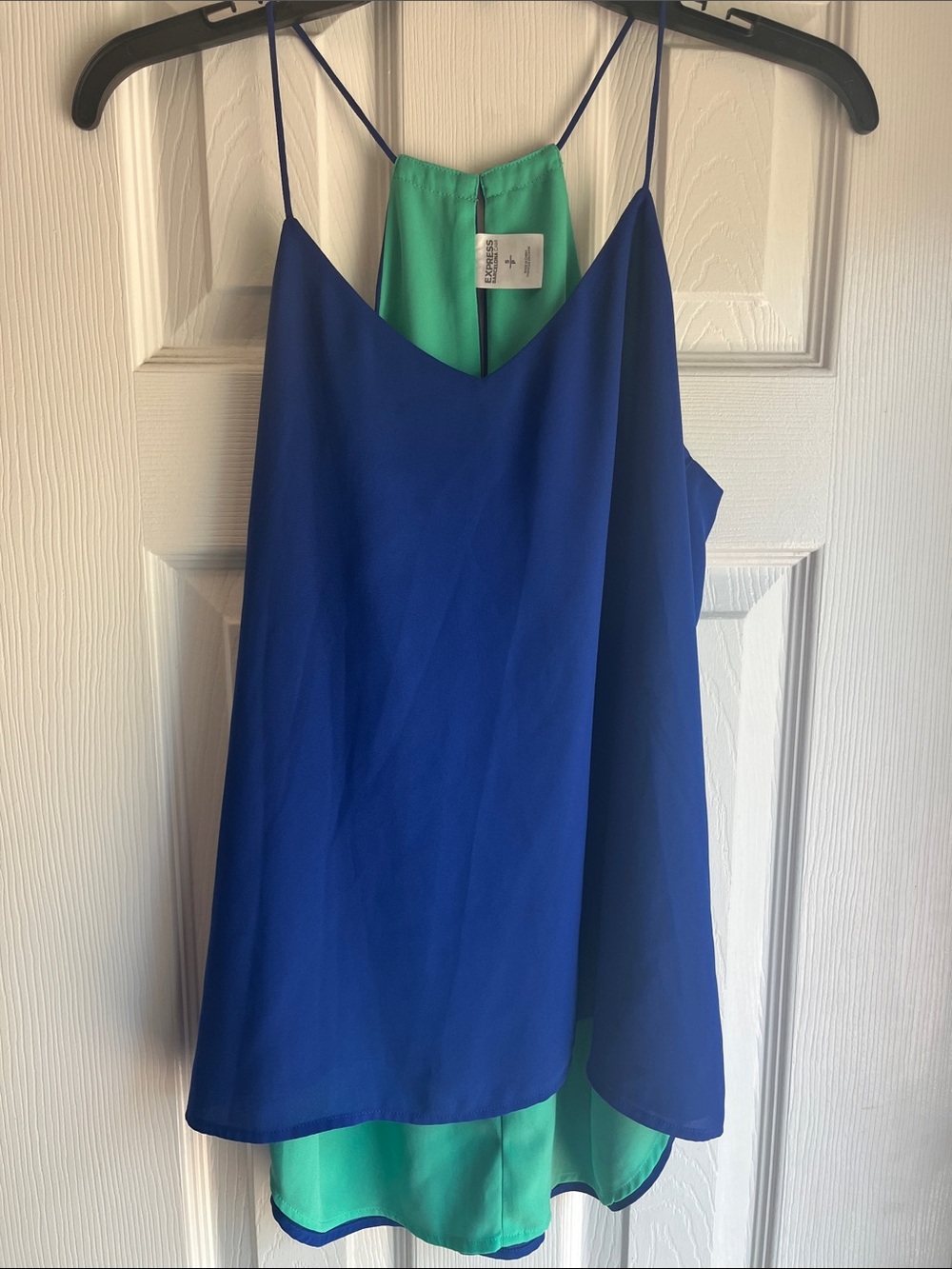 Express Blue Camisole with Green Layered Lining reversible